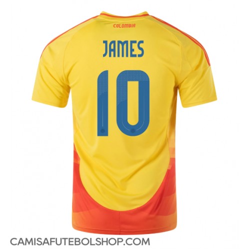 Camisa de time de futebol Colômbia James Rodriguez #10 Replicas 1º Equipamento Copa America 2024 Manga Curta